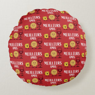 French cheese lovers round cushion
