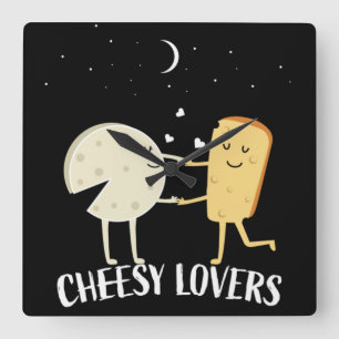 French Cheesy Lovers Cheesy Lovers Square Wall Clock