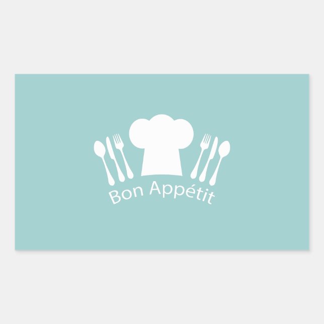 French Chef Bon Appetit Restaurant or Kitchen Rectangular Sticker (Front)