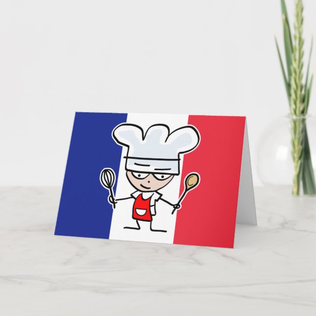 French Chef Greeting card design with flag (Front)