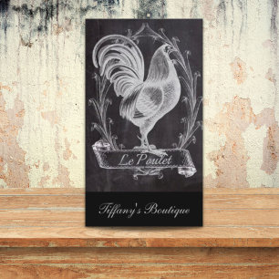 french chic chalkboard western country rooster business card
