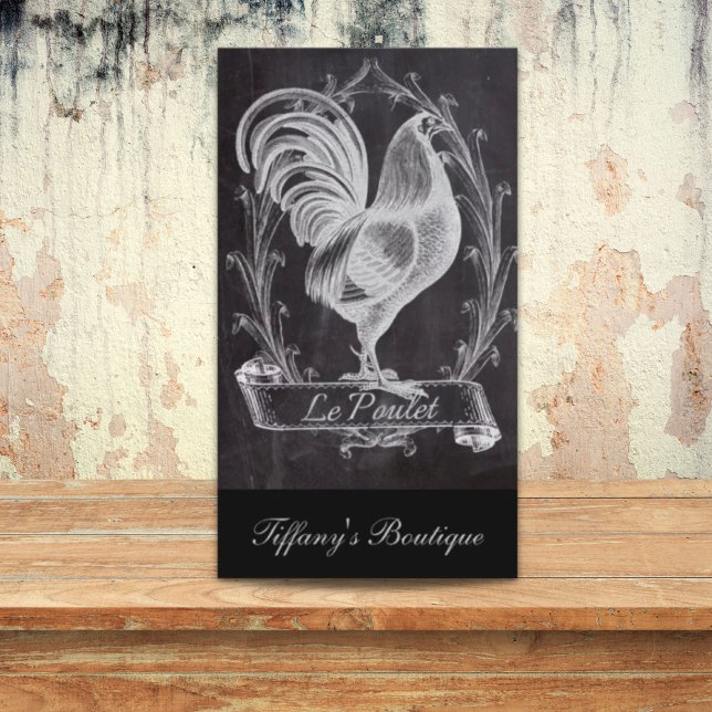 french chic chalkboard western country rooster business card (french chic chalkboard western country rooster business card)