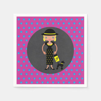 French Chic Girl Birthday Party Napkin