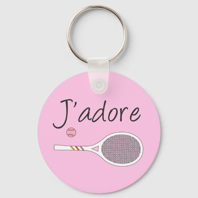 French Chic J'adore Tennis Player Design Pink   Key Ring (Front)