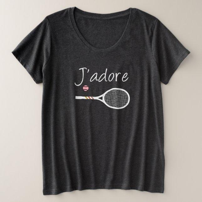French Chic J'adore Tennis Player Design   Plus Size T-Shirt (Design Front)