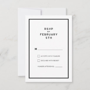 French Chic Minimal Black & White Wedding RSVP