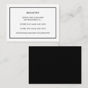 French Chic Minimal Monochrome Wedding Registry Enclosure Card