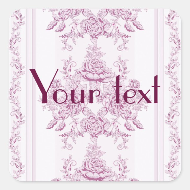 French chic,pink,toile,floral,pattern,victorian,Fl Square Sticker (Front)