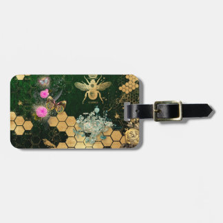French chic, victorian,bee,floral,gold foil, belle luggage tag