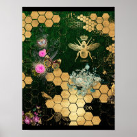 French chic, victorian,bee,floral,gold foil, belle