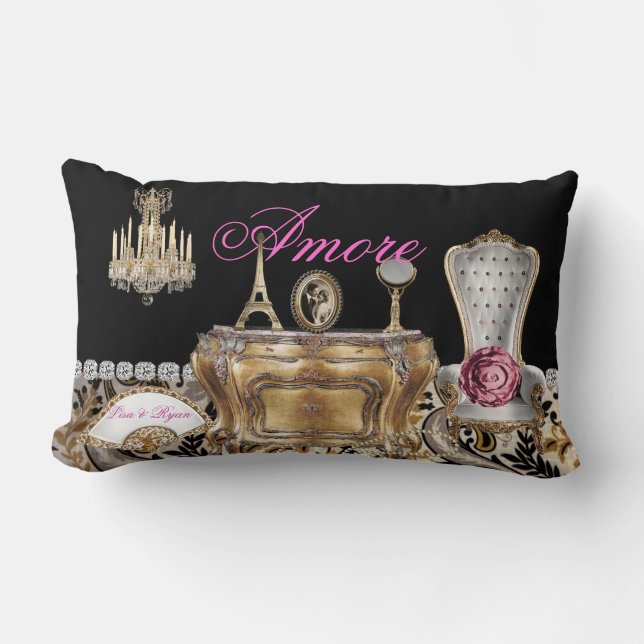 French CHIC VINTAGE LONG Pillow PERSONALIZED (Front)