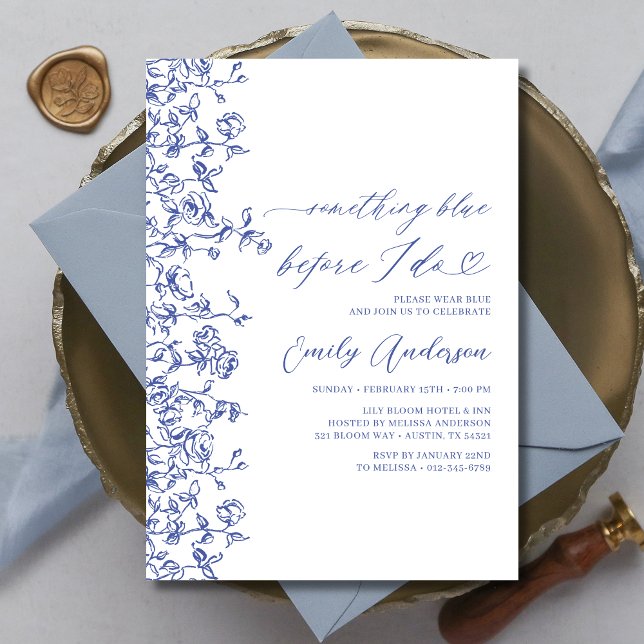 French Chinoiserie Something Blue Bridal Shower Invitation (Creator Uploaded)