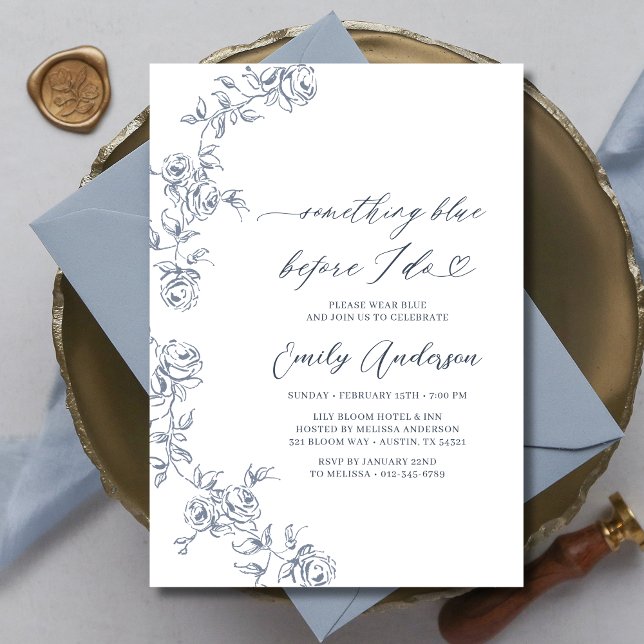 French Chinoiserie Something Blue Bridal Shower Invitation (Creator Uploaded)