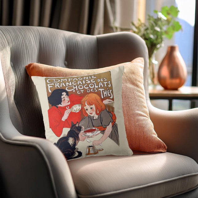 French Chocolate Party Steinlen Art Cushion (Creator Uploaded)