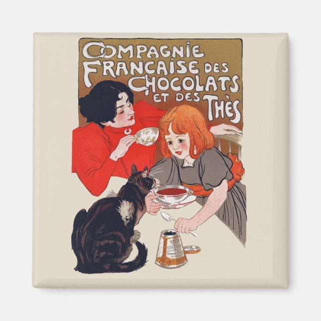 French Chocolate Party Steinlen Art Magnet (Front)