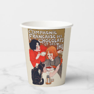 French Chocolate Party Steinlen Art Paper Cups
