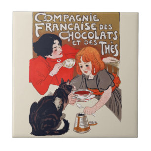 French Chocolate Party Steinlen Art Tile
