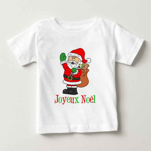 French Christmas Santa Joyeux Noel Baby T-Shirt (Front)