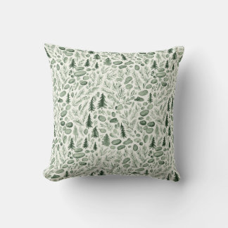 French Christmas Tree Florest Toile Green  Cushion