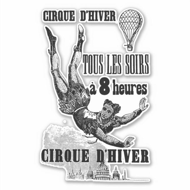 French Circus Acrobat flying trapeze Vintage Art (Front)