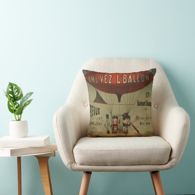French Circus Poster Of Two Performers In Airship Cushion (Chair)