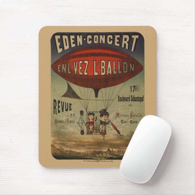 French Circus Poster Of Two Performers In Airship Mouse Pad (With Mouse)
