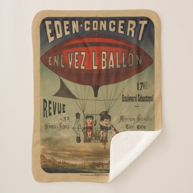 French Circus Poster Of Two Performers In Airship Sherpa Blanket (Front)