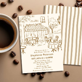 French Coffee Shop Themed Cafe Bebe Baby Shower Invitation