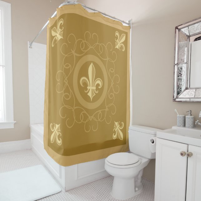French Coffee Shower Curtain (In Situ)
