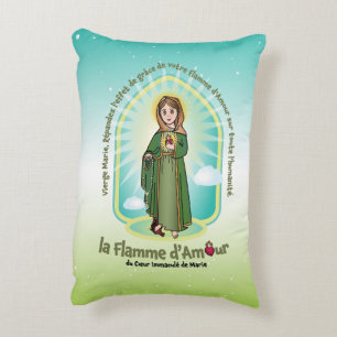 French Color Bg Kids FOL Mary Icon + Unity Prayer  Decorative Cushion