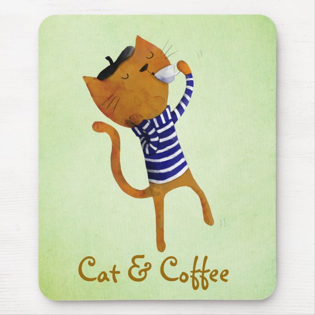 French Cool Cat Mouse Pad (Front)