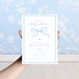 French Coquette Bow Whimsy Frame Boy Baby Shower Invitation