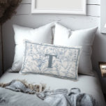 French Cottage Blue White Floral Monogram Lumbar Cushion<br><div class="desc">With a romantic blue and white floral design these monogram pillows are reminiscent of French cottages and perfect for creating cosy spaces.</div>