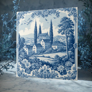 French Cottage Shabby Chic Decor Blue Decorative Tile