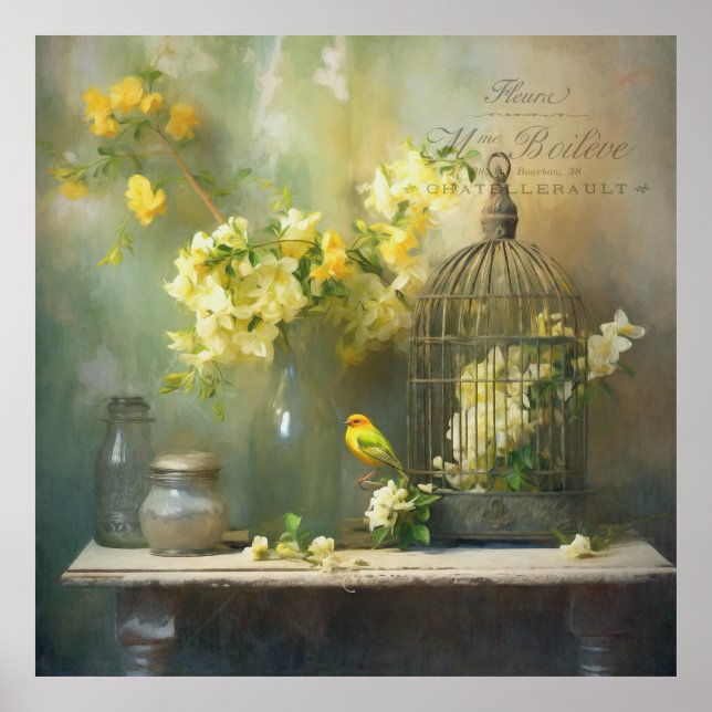 French Cottage Yellow Blossoms Poster (Front)