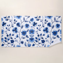 French Cottagecore Blue Floral Patterns Tissue Pap