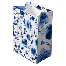 French Cottagecore Blue Floral Patterns Tissue Pap