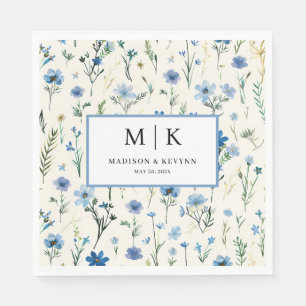 French Cottagecore Blue FloraL Wedding Napkins