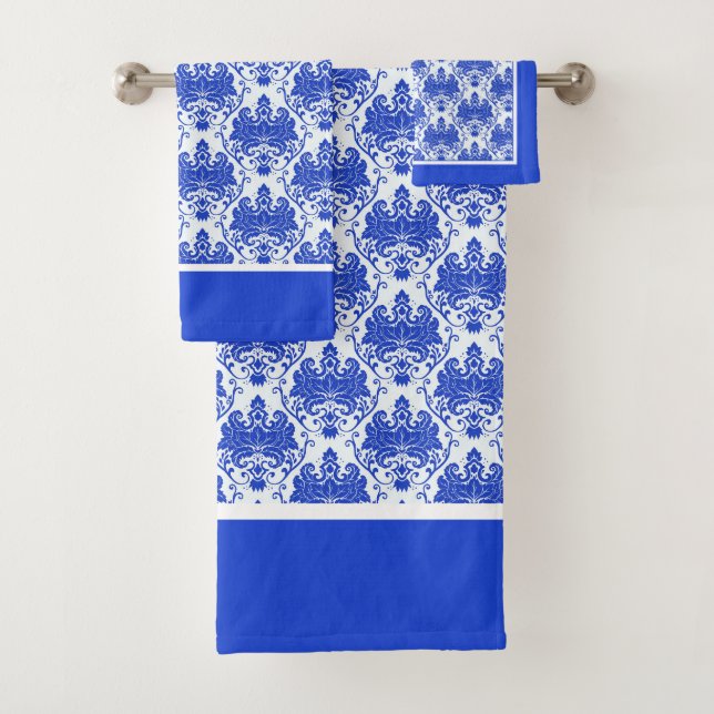 French Country Blue And White Bath Towel Set (Insitu)