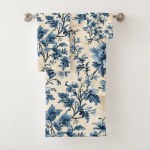 French Country Blue Toile  Bath Towel Set
