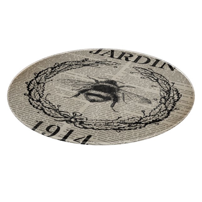 french country botanical vintage queen bee cutting board (Corner)