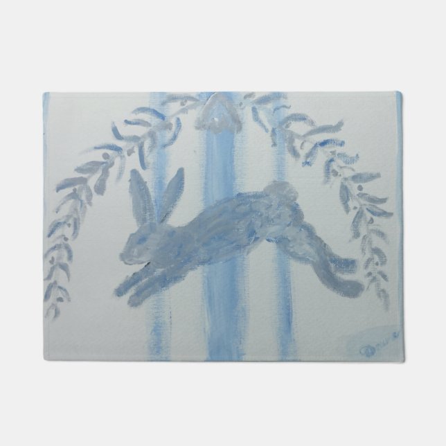 French Country Bunny Rabbit Doormat (Front)