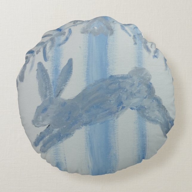 French Country Bunny Rabbit Round Cushion (Back)