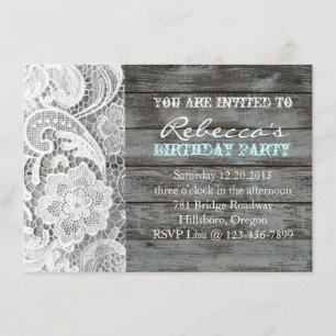 french country chic barn wood and lace invitation