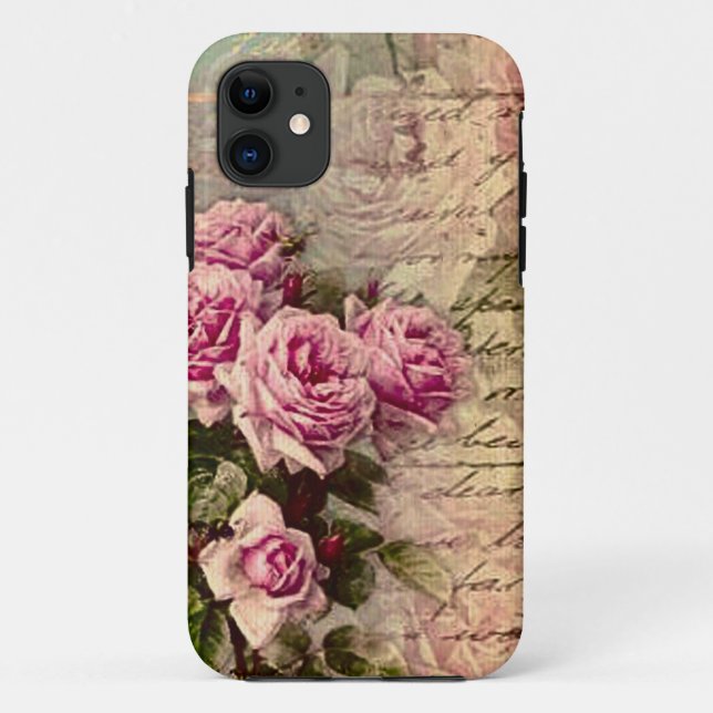 French country chic,shabby chic, pink roses, flora Case-Mate iPhone case (Back)