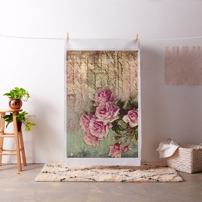 French country chic,shabby chic, pink roses, flora fabric (In Situ)