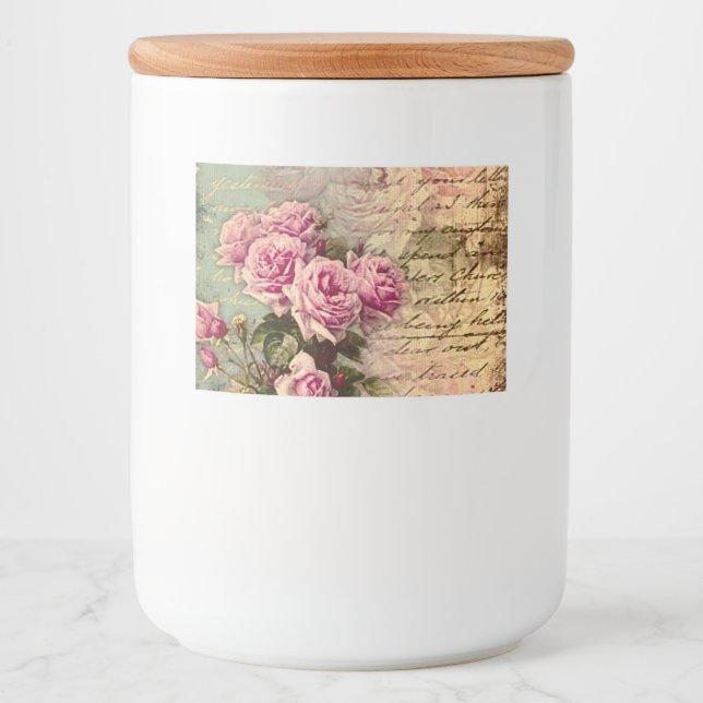 French country chic,shabby chic, pink roses, flora food label (Front)