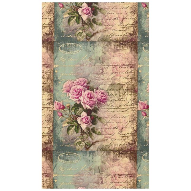 French country chic,shabby chic, pink roses, flora tablecloth (Front)
