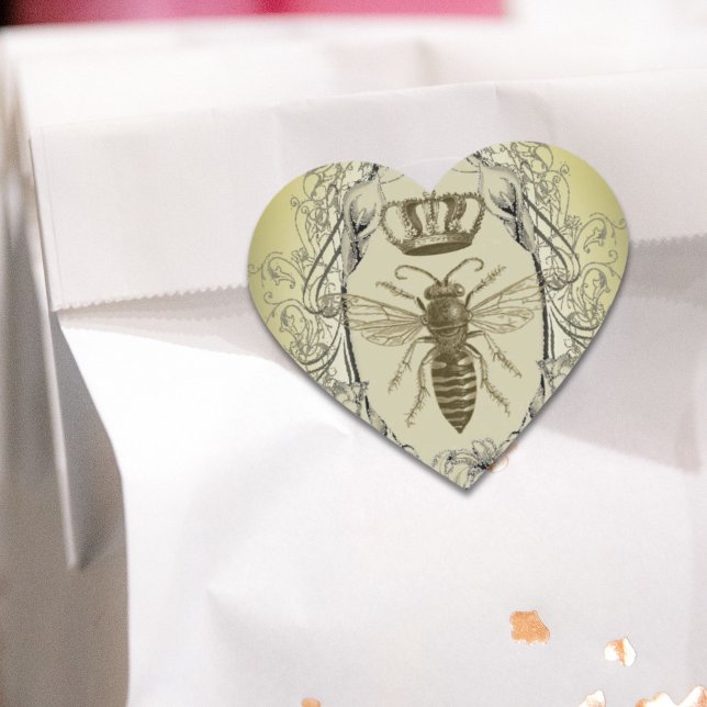 french country chic victorian crown queen bee heart sticker (french country chic victorian crown queen bee heart sticker)