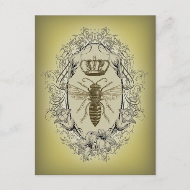french country chic victorian crown queen bee postcard (Front)